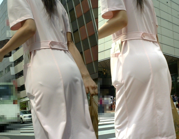 ペッラペラな白衣で街中歩く看護婦の透けパンエロ画像06_20140818175516b4c.jpg